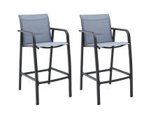 vidaXL Garden Bar Chairs 2 pcs Grey Textilene