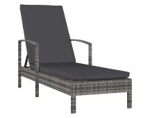 vidaXL Sun Lounger with Armrests Poly Rattan Grey