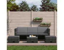 vidaXL 4 Piece Garden Lounge Set with Cushions Poly Rattan Grey