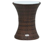 vidaXL Garden Side Table Drum Shape Brown Poly Rattan