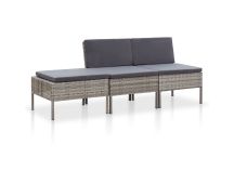 vidaXL 3 Piece Garden Lounge Set with Cushions Poly Rattan Grey