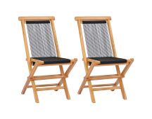 vidaXL Folding Garden Chairs 2 pcs Solid Teak Wood and Rope