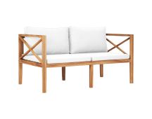 vidaXL Garden Bench with Cream Cushions Solid Teak Wood