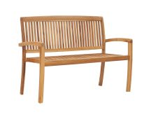 vidaXL 2-Seater Stacking Garden Bench 128.5 cm Solid Teak Wood