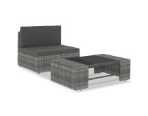 vidaXL 2 Piece Garden Lounge Set Poly Rattan Grey