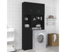 vidaXL Washing Machine Cabinet Set Black Engineered Wood