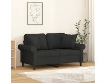 vidaXL 2-Seater Sofa with Pillows&Cushions Black 120 cm Fabric