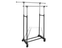 vidaXL Adjustable Clothes Rack 4 Castors 2 Hanging Rails