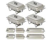 vidaXL 4 Piece Chafing Dish Set Stainless Steel