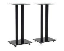 vidaXL Speaker Stands 2 pcs Tempered Glass 2 Pillars Design Black