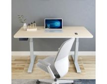 140cm Standing Desk Height Adjustable Sit Stand Motorised Grey Single Motor Frame Maple Top