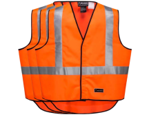 3x HUSKI Hi Vis Patrol Vest 3M Tape Safety Workwear High Visibility Bulk - Orange - L