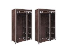 vidaXL Fabric Wardrobes 2 pcs Brown