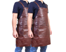 2x Pierre Cardin Professional Leather Apron Butcher Woodwork  Barber - Chestnut