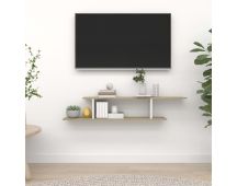 vidaXL Wall-Mounted TV Shelf White & Sonoma Oak 125x18x23 cm Engineered Wood