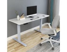 140cm Standing Desk Height Adjustable Sit Stand Motorised Grey Dual Motors Frame White Top