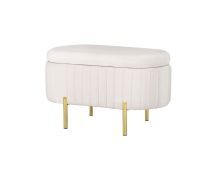 Artiss Storage Ottoman Blanket Box 87cm Velvet Oval White