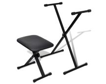 vidaXL Adjustable Keyboard Stand and Stool Set