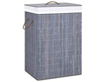vidaXL Bamboo Laundry Basket with 2 Sections Grey 72 L