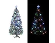 vidaXL Christmas Tree with LEDs Green and White 150 cm Fibre Optic