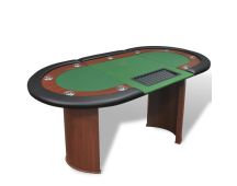 vidaXL 10-Player Poker Table with Dealer Area and Chip Tray Green