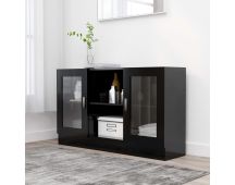 vidaXL Vitrine Cabinet Black 120x30.5x70 cm Engineered Wood