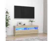 vidaXL TV Cabinet with LED Lights Sonoma Oak 100x35x40 cm