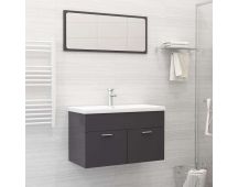 vidaXL 2 Piece Bathroom Furniture Set High Gloss Grey Engineered Wood