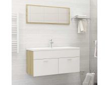 vidaXL 2 Piece Bathroom Furniture Set White and Sonoma Oak Engineered Wood