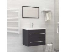 vidaXL 2 Piece Bathroom Furniture Set Grey Engineered Wood