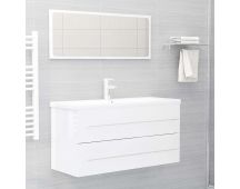 vidaXL 2 Piece Bathroom Furniture Set High Gloss White Engineered Wood