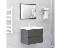 vidaXL 2 Piece Bathroom Furniture Set Grey Engineered Wood