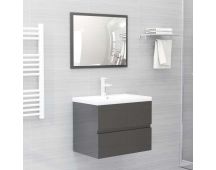 vidaXL 2 Piece Bathroom Furniture Set High Gloss Grey Engineered Wood