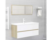 vidaXL 2 Piece Bathroom Furniture Set White and Sonoma Oak Engineered Wood