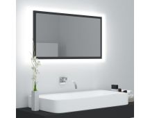 vidaXL LED Bathroom Mirror Grey 80x8.5x37 cm Acrylic