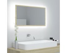 vidaXL LED Bathroom Mirror Sonoma Oak 80x8.5x37 cm Acrylic