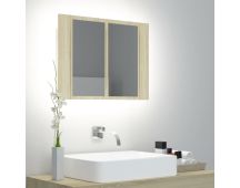 vidaXL LED Bathroom Mirror Cabinet Sonoma Oak 60x12x45 cm Acrylic