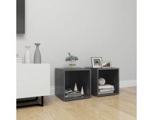 vidaXL TV Cabinets 2 pcs High Gloss Grey 37x35x37 cm Engineered Wood