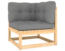 vidaXL Garden Corner Sofa with Grey Cushions Solid Pinewood