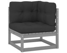 vidaXL Garden Corner Sofa with Anthracite Cushions Solid Pinewood