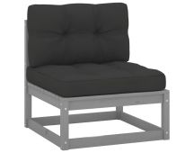 vidaXL Garden Middle Sofa with Anthracite Cushions Grey Solid Pinewood