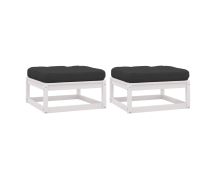 vidaXL Garden Footstools with Cushions 2 pcs White Solid Pinewood