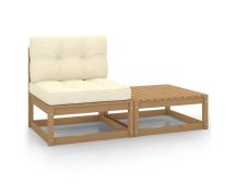 vidaXL 2 Piece Garden Lounge Set with Cushions Honey Brown Pinewood