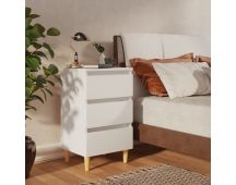 vidaXL Bed Cabinet with Solid Wood Legs White 40x35x69 cm