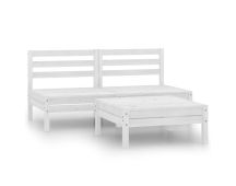 vidaXL 3 Piece Garden Lounge Set Solid Pinewood White