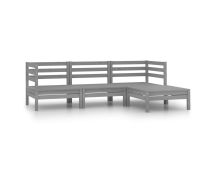 vidaXL 4 Piece Garden Lounge Set Solid Pinewood Grey