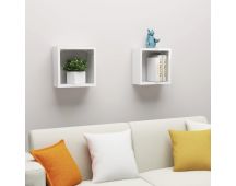 vidaXL Wall Cube Shelves 2 pcs High Gloss White 30x15x30 cm