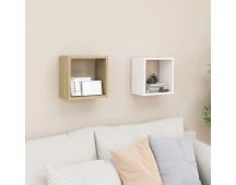 vidaXL Wall Cube Shelves 2 pcs White and Sonoma Oak 26x15x26 cm