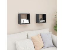 vidaXL Wall Cube Shelves 2 pcs High Gloss Grey 26x15x26 cm