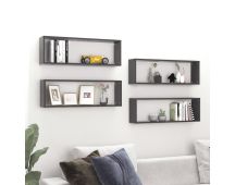 vidaXL Wall Cube Shelves 4 pcs Grey 80x15x26.5 cm Engineered Wood